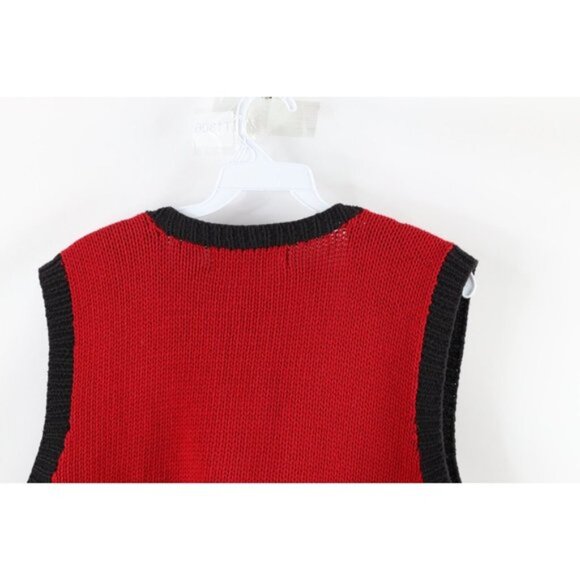Vintage 90s Streetwear Medium Christmas Ornaments Knit Cardigan Sweater Vest - Picture 10 of 12